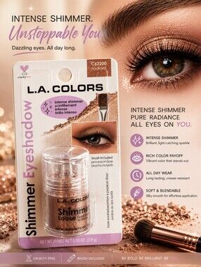 L.A. COLORS SHIMMER LOOSE EYESHADOW W / BRUSH NET WT. 0.10 OZ